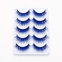 Cílios falsos, Fibras artificiais, para mulher & com strass, azul, 13mm, 5Pairs/Defina, vendido por Defina