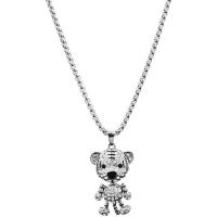 Collier d'acier titane, avec Pendentif en alliage de zinc, tigre, unisexe & avec strass, Longueur Environ 27.5 pouce, Vendu par PC