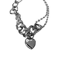 Collana di titanio acciaio, Titantium acciaio, with ciondolo in lega di zinco, with 2.36inch extender chain, Cuore, Twist ovale & Ball chain & per la donna, Lunghezza Appross. 14.5 pollice, Venduto da PC