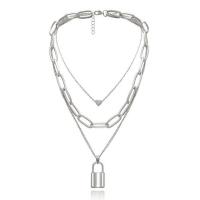 Collier de mode Multi couche, alliage de zinc, avec perle de plastique & laiton, cadnas, Placage, multicouche & pour femme, plus de couleurs à choisir, 36cm,43cm,60cm, Vendu par PC