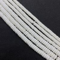 White Shell Bead, Flat Round, DIY & olika storlek för val, vit, Såld Per Ca 15 inch Strand