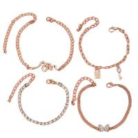 Pulseira de liga de zinco, with 1.97Inch extender chain, Vintage & para mulher & com strass, dourado, níquel, chumbo e cádmio livre, comprimento Aprox 7.87 inchaltura, Aprox 5.91 inchaltura, Aprox 4PCs/Defina, vendido por Defina