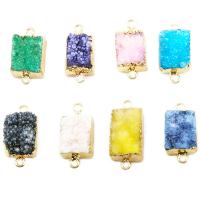 Ice Quartz Agate Connetor with Brass Rectangle gold color plated DIY 10- Sold By PC