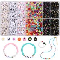 acrilico Conjunto de pulseiras DIY, Letra do Alfabeto, esmalte, cores misturadas, 220x130mm, 1400PCs/box, vendido por box