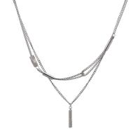 Collier d'acier titane, avec Pendentif en alliage de zinc, avec 1.96inch chaînes de rallonge, pilier, Placage, Double couche & unisexe, Longueur Environ 18.5 , Vendu par PC