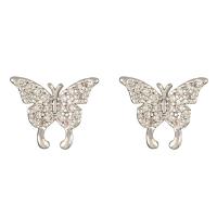 Terningformet Zirkon Micro Pave Messing Øreringe, Butterfly, forgyldt, forskellige stilarter for valg & for kvinde & med rhinestone, nikkel, bly & cadmium fri, 12x10mm, Solgt af par