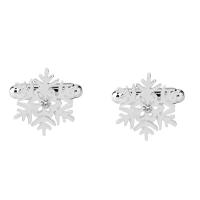 Messing Manchetknopen, Sneeuwvlok, platinum plated, voor de mens & met strass, 22x19mm, Verkocht door pair