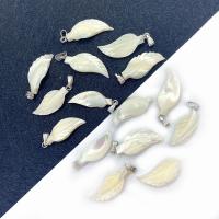 Shell Pendler, med Zinc Alloy, Leaf, hvid, 10x30mm, Solgt af PC