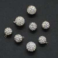 Rhinestone vedhæng, rhinestone ler bane, med Jern, Runde, hvid, 16mm, Solgt af PC