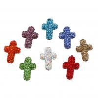 Rhinestone Clay Pave perler, rhinestone ler bane, Kryds, du kan DIY, flere farver til valg, 21mm, Solgt af PC