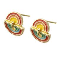 Pendientes de Perno en Latón, metal, chapado en color dorado, Joyería & para mujer & esmalte, multicolor, 13x14x13mm, 10parespareja/Grupo, Vendido por Grupo