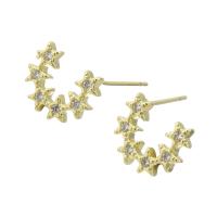 Cubic Zirconia Micro Pave Brass Earring Star gold color plated fashion jewelry & micro pave cubic zirconia & for woman golden Sold By Lot