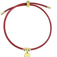 Pulsera de acero de titanio, Partículas de acero, con cordón de cuero, chapado en color dorado, Ajustable & para mujer, más colores para la opción, 10-15mm, longitud aproximado 10.24 Inch, Vendido por UD