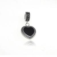 Pendentifs European en acier inoxydable, acier inoxydable 316L, coeur, unisexe & émail, noire, 15x30mm, Vendu par PC