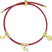 Titanium Steel Bracelet & Bangle with leather cord gold color plated Adjustable & for woman 10-15mm Length Approx 10.24 Inch Sold By PC