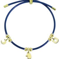 Pulsera de acero de titanio, Partículas de acero, con cordón de cuero, chapado en color dorado, Ajustable & para mujer, más colores para la opción, 10-15mm, longitud aproximado 10.24 Inch, Vendido por UD