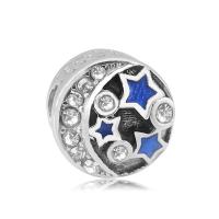 316L Stainless Steel Europske velike rupe, emajl & faceted & s Rhinestone, više boja za izbor, 10-15mm, Prodano By PC