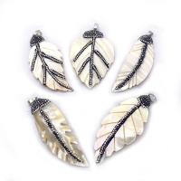 Natural White Shell Pendler, med rhinestone ler bane, Anden figur til valg & du kan DIY, hvid og sort, Solgt af PC