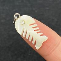 Hänge, Fish Bone, DIY & med strass, vit, 11x20mm, Säljs av PC