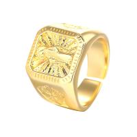 Messing Manchet Finger Ring, gold plated, verstelbaar & voor vrouw, nikkel, lood en cadmium vrij, Maat:6-8, Verkocht door PC