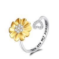 Kubisk Circonia Micro bane messing Ring, Flower, forgyldt, justerbar & Micro Pave cubic zirconia & for kvinde, nikkel, bly & cadmium fri, 11mm, Størrelse:6-8, Solgt af PC