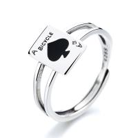 Bijoux de bague en argent sterling , Argent sterling 925, Poker, poli, Réglable & pour femme & émail, argent, Vendu par PC