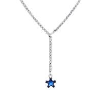 Kubieke Zircon Micro effenen Sterling zilveren ketting, 925 sterling zilver, Vintage & micro pave zirconia & voor vrouw, blauw, Lengte Ca 15.74 inch, Verkocht door PC