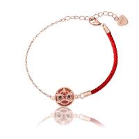 Bracelets en Agate rouge, Argent sterling 925, avec cordon de polyester & agate rouge, Plaqué de couleur d'or rose, pour femme, rouge, Longueur Environ 6.3 pouce, Vendu par PC