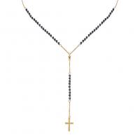 Collier en cristal, Acier inoxydable 304, avec cristal, avec 1.97inch chaînes de rallonge, croix, Placage, bijoux de mode & unisexe, plus de couleurs à choisir, Longueur Environ 23.62 pouce, Vendu par PC