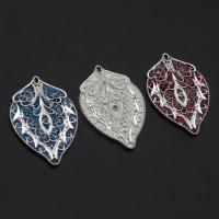 Zinc Alloy Rhinestone Pendants Leaf enamel & with rhinestone 42mm Sold By PC