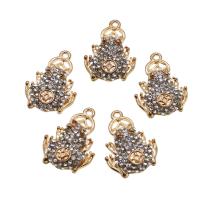 Zinc Alloy Rhinestone Pendler, Frog, med rhinestone, gylden, 24mm, Solgt af PC