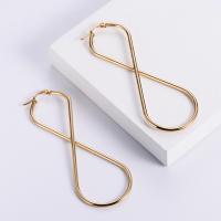 Mens acier inoxydable Hoop boucles d'oreilles, Acier inoxydable 304, Plaqué or 18K, bijoux de mode & pour femme, doré, 77x28x2mm, Vendu par paire