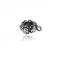 Beads Bail Dell'acciaio inossidabile, 316L acciaio inox, Ciambella, placcato argento antico, con strass, 11mm, Venduto da PC