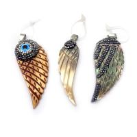 Μενταγιόν Shell, Μαύρο Shell, με πηλό rhinestone pave & Γυάλινα, Wing Shape, για άνδρες και γυναίκες & διαφορετικό μέγεθος για την επιλογή, περισσότερα χρώματα για την επιλογή, Sold Με PC