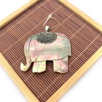 Naturlig svart Shell Halsband, med rhinestone lera bana, Elefant, Unisex, svart, 47x49mm, Säljs av PC