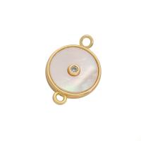 Conectores de Metal, con Nácar, Esférico, chapado en color dorado, Bricolaje & diferentes estilos para la opción & con diamantes de imitación, dorado, libre de níquel, plomo & cadmio, 11mm,11.5mm, Vendido por UD