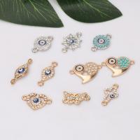 Evil Eye Connector Zinc Alloy plated DIY & enamel & with rhinestone nickel lead & cadmium free Sold By Bag