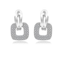 Huggie hoepel Drop Earrings, Messing, Geometrisch Patroon, plated, voor vrouw & met strass, meer kleuren voor de keuze, nikkel, lood en cadmium vrij, 18mm, Verkocht door pair