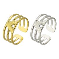 304 Nerūdijantis plienas Cuff Finger Ring, Reguliuojamas & unisex & tuščiaviduris, daugiau spalvų pasirinkimas, Dydis:7, Pardavė PC