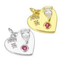 Cubic Zirconia Micro Pave Brass Pendant Heart plated micro pave cubic zirconia Approx 3mm Sold By PC