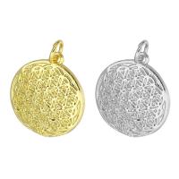 Cubic Zirconia Micro Pave Brass Pendant Flat Round plated micro pave cubic zirconia Approx 4mm Sold By PC