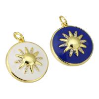 Cubic Zirconia Micro Pave Brass Pendant Flat Round plated micro pave cubic zirconia & enamel Approx 3mm Sold By PC