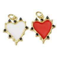 Cubic Zirconia Micro Pave Brass Pendant Heart gold color plated micro pave cubic zirconia & enamel Approx 3mm Sold By PC