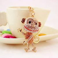 Zinc Alloy Key Clasp with Czech Rhinestone Monkey high quality plated fashion jewelry & for woman & enamel Sold By PC