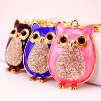 Zinc Alloy Key Clasp with Czech Rhinestone Owl high quality plated fashion jewelry & for woman & enamel Sold By PC