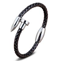 PU Leather Cord Bracelets with 304 Stainless Steel Vacuum Plating fashion jewelry Sold By PC