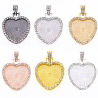 Zinc Alloy vedhæng Cabochon Setting, Heart, forgyldt, med rhinestone, flere farver til valg, nikkel, bly & cadmium fri, 32x44mm, Ca. 50pc'er/Bag, Solgt af Bag