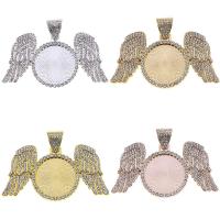 Zinc Alloy vedhæng Cabochon Setting, Wing Shape, forgyldt, med rhinestone, flere farver til valg, nikkel, bly & cadmium fri, 68x42mm, Solgt af PC