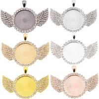 Zinc Alloy vedhæng Cabochon Setting, Wing Shape, forgyldt, med rhinestone, flere farver til valg, nikkel, bly & cadmium fri, 60x42mm, Solgt af PC