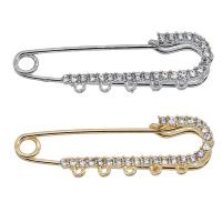 Cink ötvözet bross keresése, Kilt Pin, galvanizált, strasszos, több színt a választás, nikkel, ólom és kadmium mentes, 61x19mm, Kb 50PC-k/Bag, Által értékesített Bag